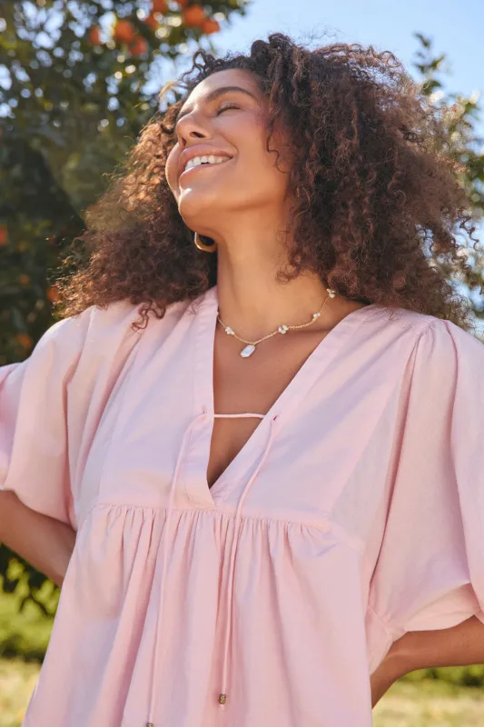 Cairo Boho Blouse in Primrose Pink sold by Adrift