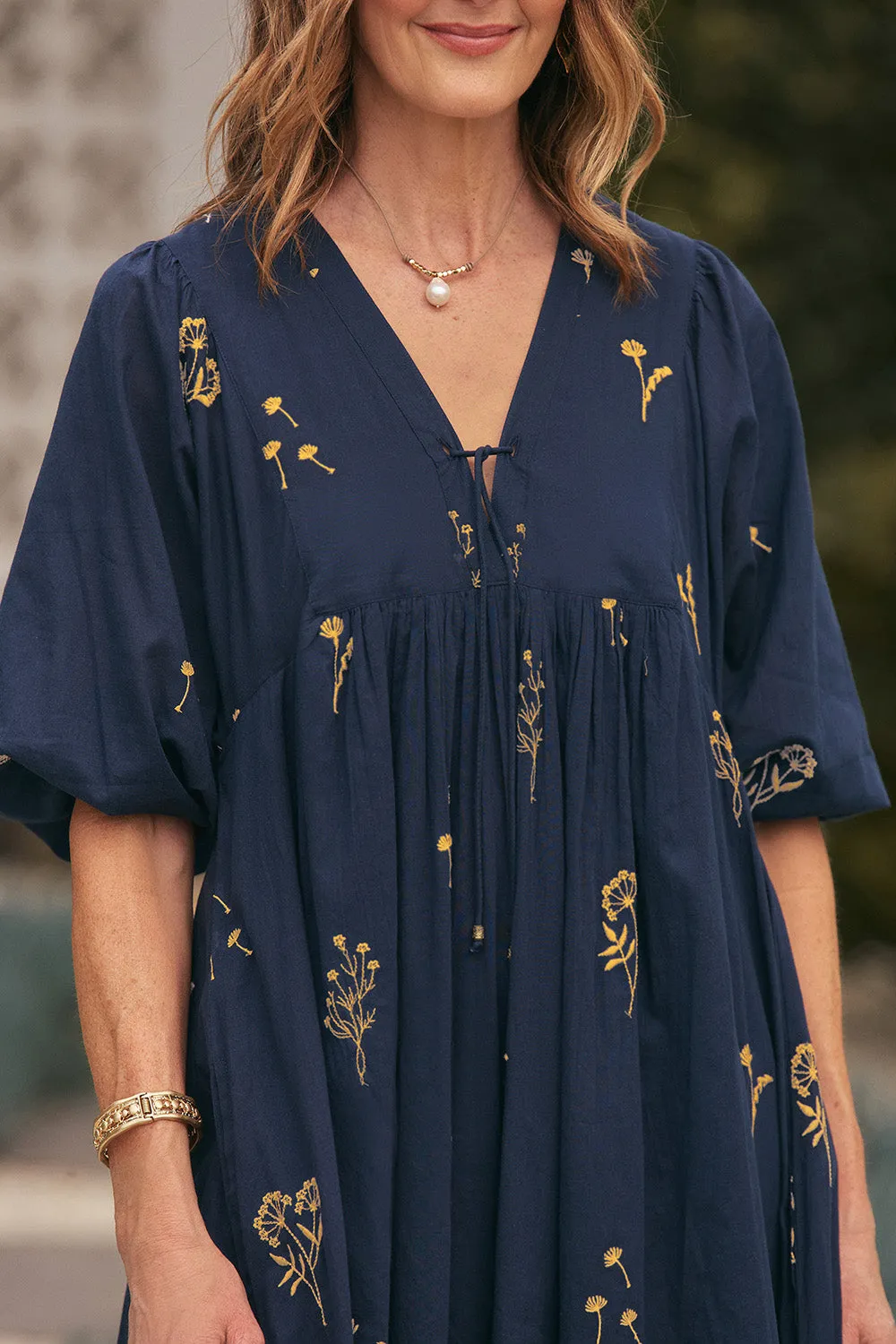 Cairo Boho Dress in Navy Botanica sold by Adrift product image thumbnail 2