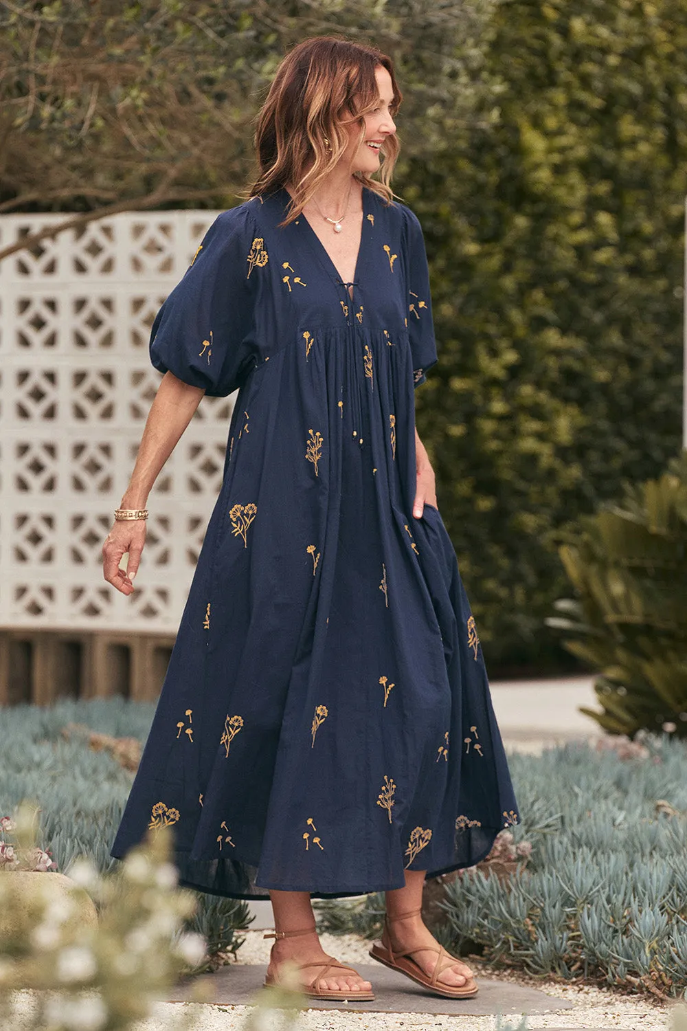 Cairo Boho Dress in Navy Botanica sold by Adrift product image thumbnail 3