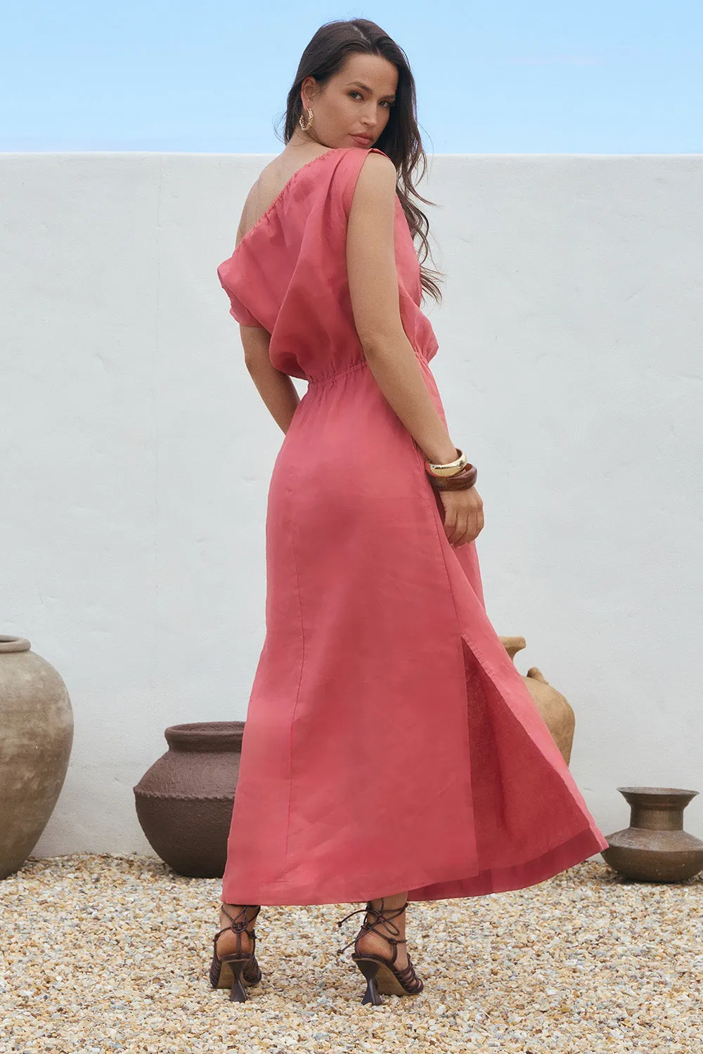 Alice Linen Drop Shoulder Dress in Vintage Rose sold by Adrift product image thumbnail 2