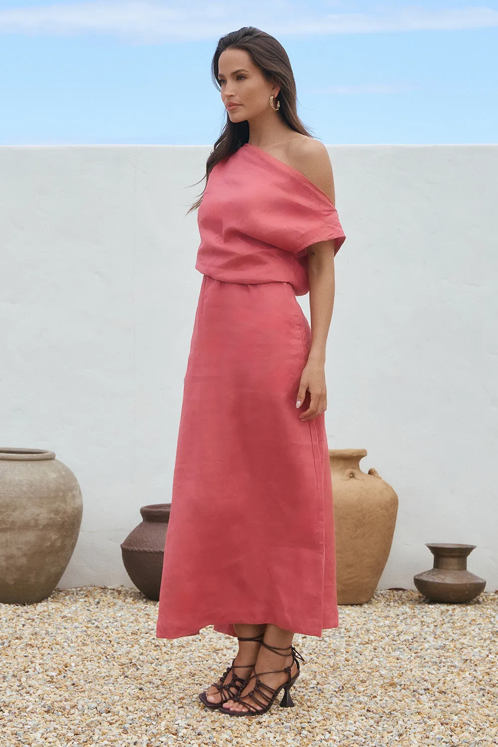 Alice Linen Drop Shoulder Dress in Vintage Rose sold by Adrift product image thumbnail 5