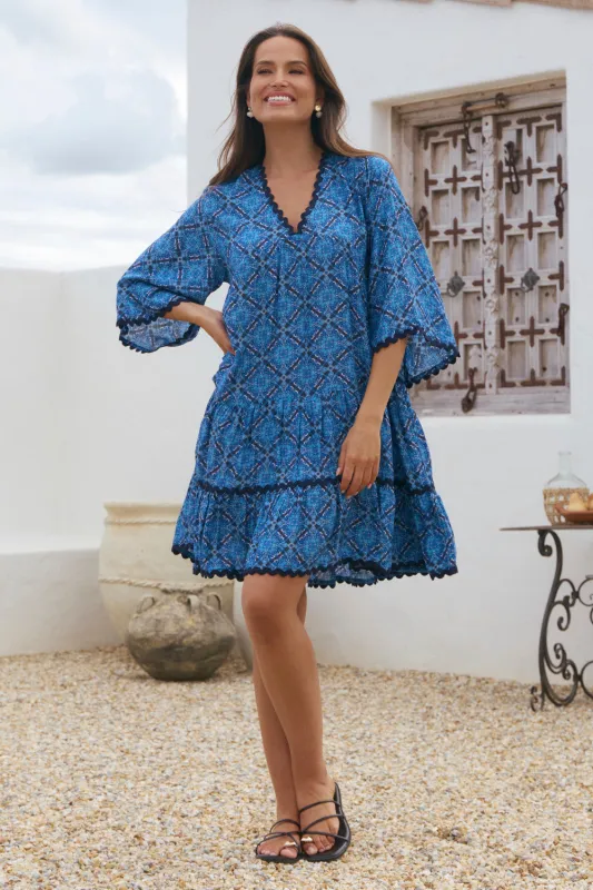 Mable Cotton Silk Dress in Nomad Nights sold by Adrift