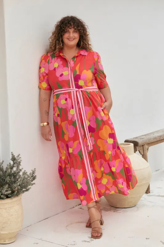 Ginette Collared Dress in Flamenco sold by Adrift