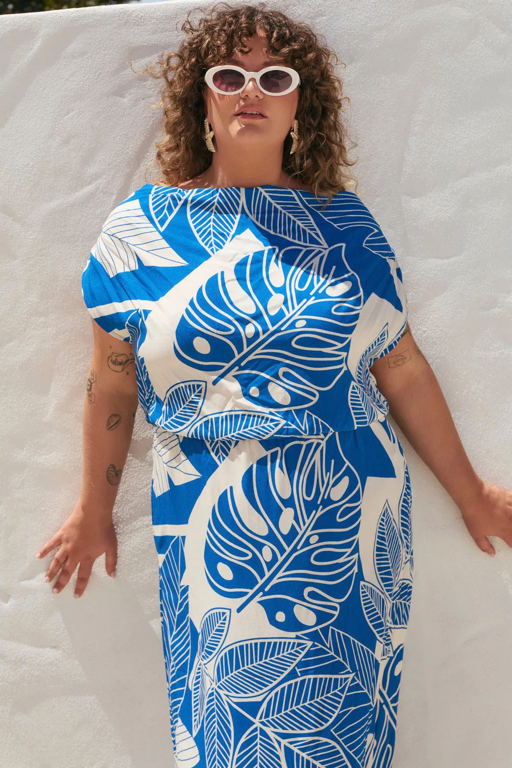 Alice Drop Shoulder Dress in Azure Oasis sold by Adrift product image thumbnail 3