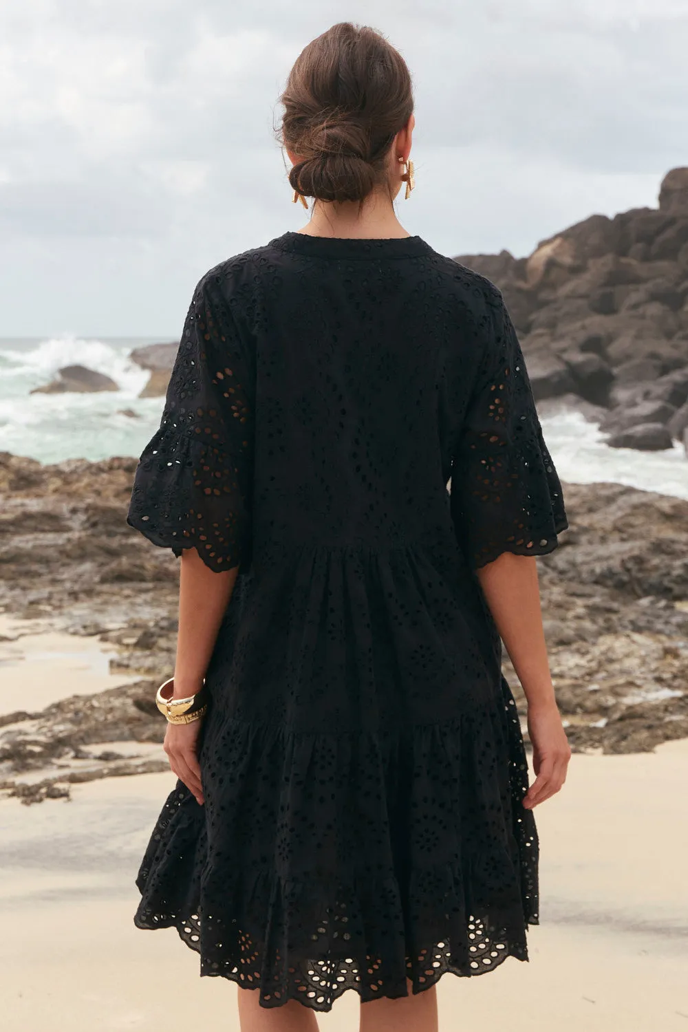 Lynette Shift Dress in Black Broderie sold by Adrift product image thumbnail 5