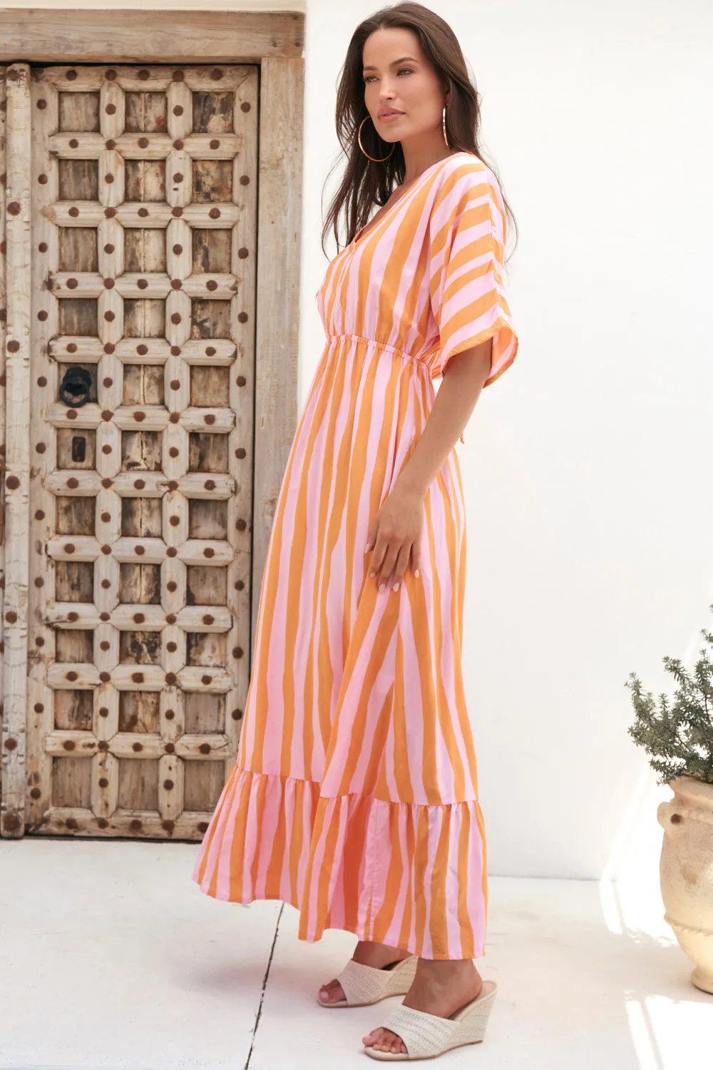 Emily V-Neck Dress in Coral Spring sold by Adrift product image thumbnail 3