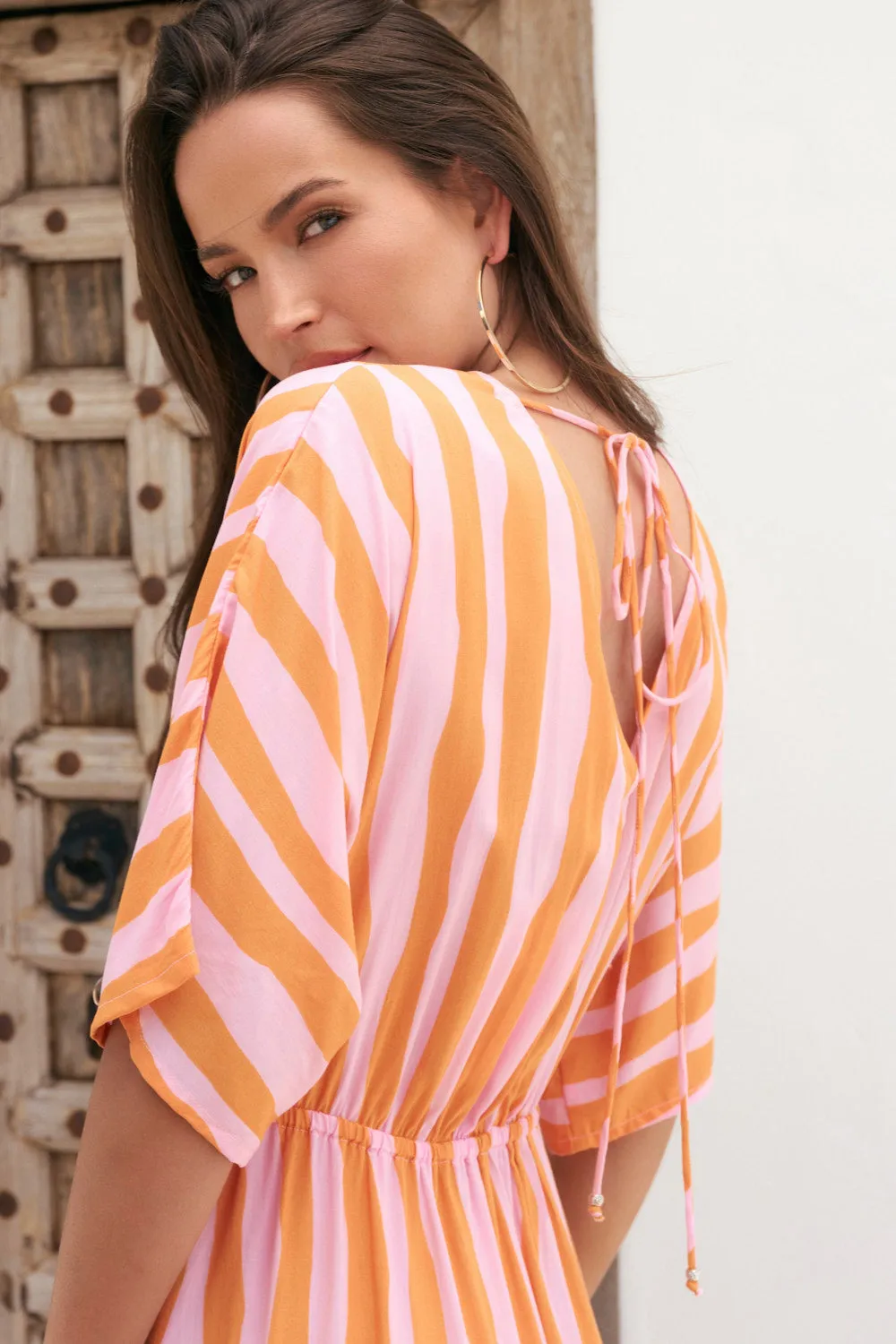 Emily V-Neck Dress in Coral Spring sold by Adrift product image thumbnail 2