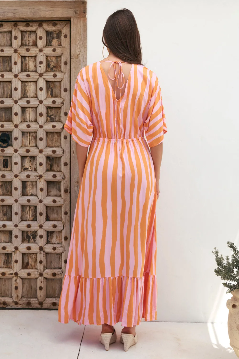 Emily V-Neck Dress in Coral Spring sold by Adrift product image thumbnail 4