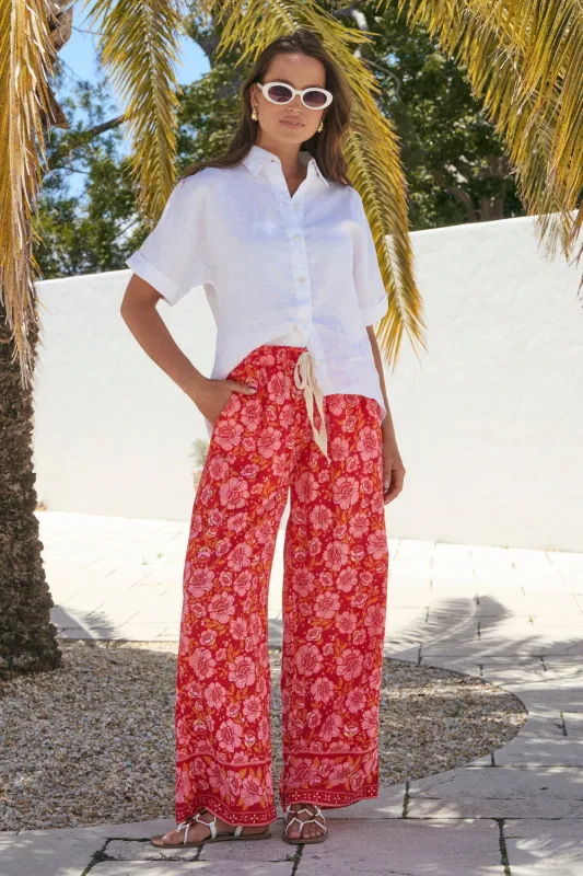 Breezy Relaxed Pant in Cherry Jubilee sold by Adrift