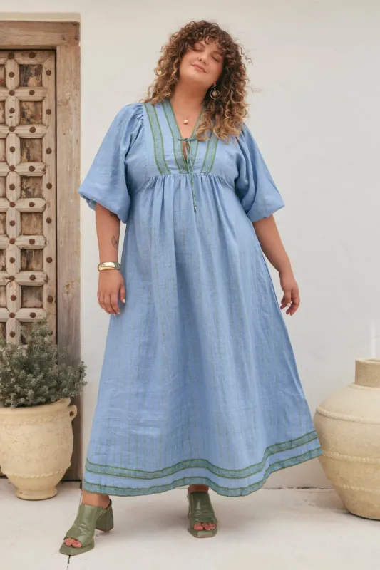 Cairo Billow Sleeve Dress in Seabourne sold by Adrift