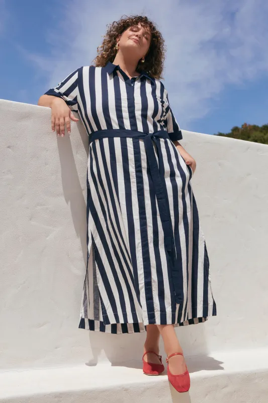 Gracie Shirt Dress in Voyager sold by Adrift