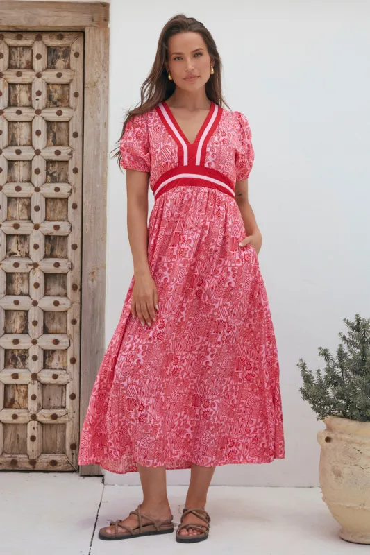 Aurora V-Neck Dress in Sunkiss sold by Adrift