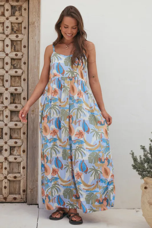 Solene Sun Dress in Sunspell Blue sold by Adrift