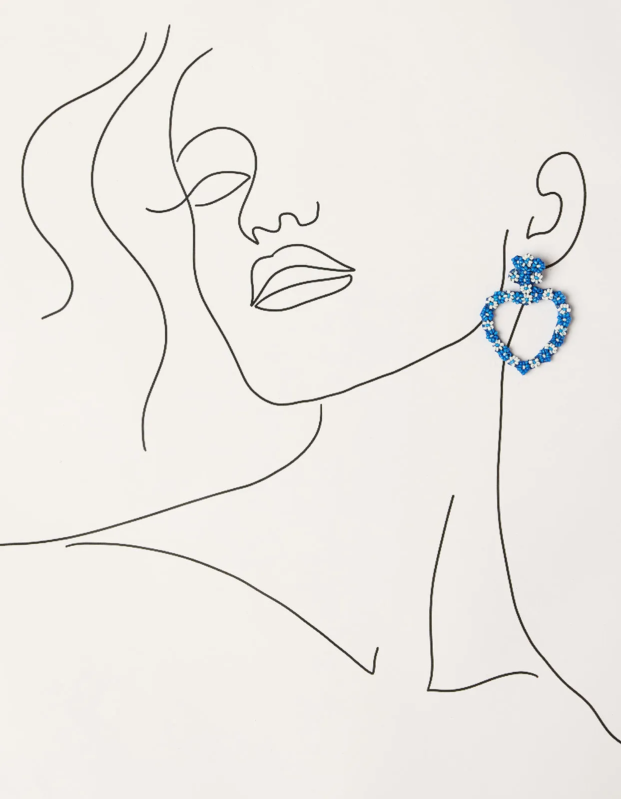 Flower Heart Beaded Earrings in Blue sold by Adrift product image thumbnail 2