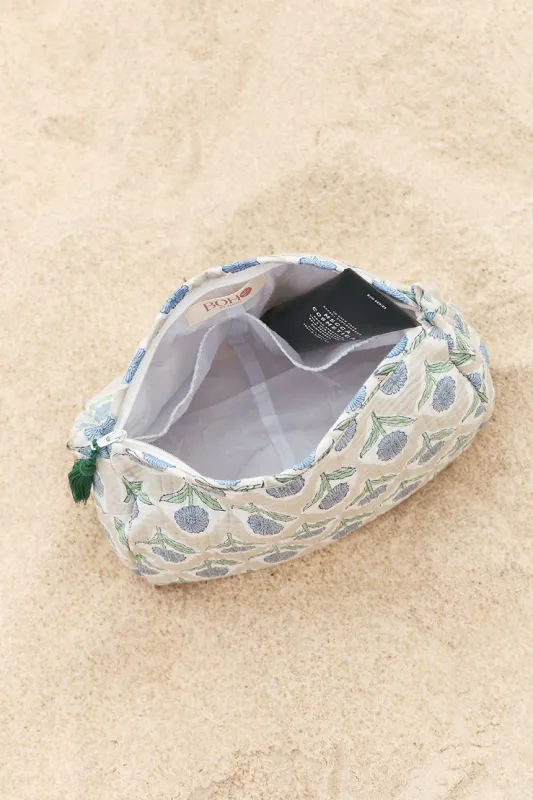 Large Cosmetic Pouch in Blue Blossom sold by Adrift