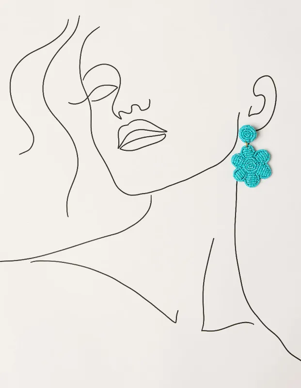 Daisy Beaded Earrings in Turquoise sold by Adrift
