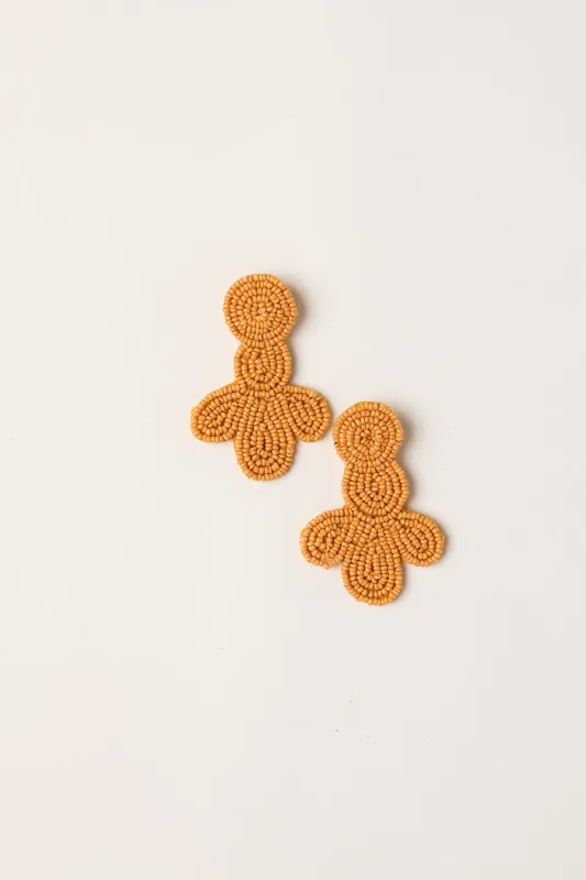 Lotus Beaded Earrings in Tangerine sold by Adrift