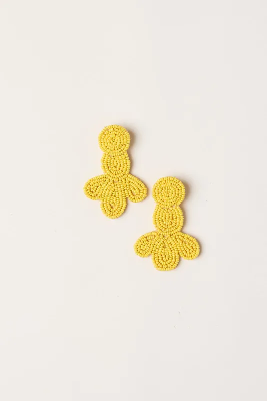 Lotus Beaded Earrings in Yellow made by Adrift