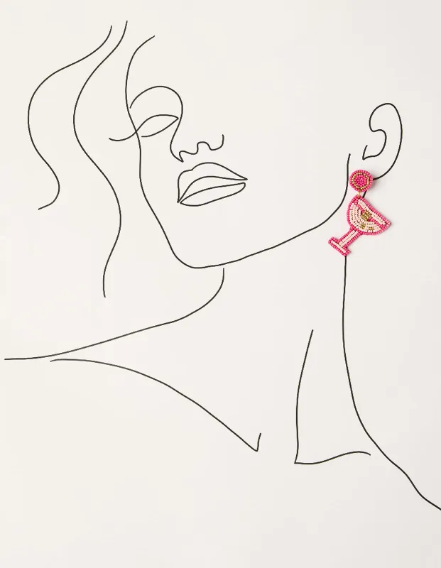 Martini Beaded Earrings in Pink sold by Adrift