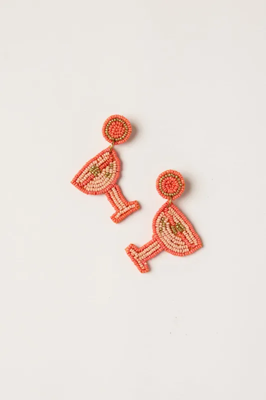 Martini Beaded Earrings in Orange sold by Adrift