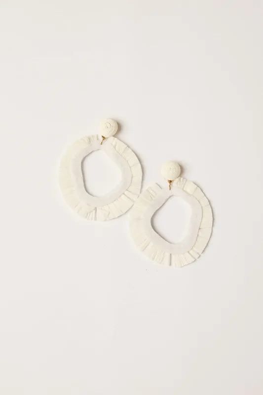Raffia Organic Earrings in White sold by Adrift