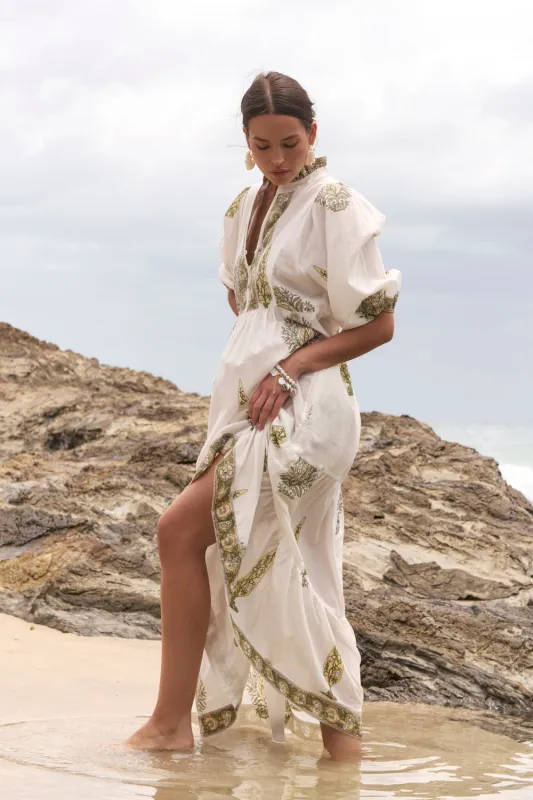 Mirabelle Frill Dress in Sagegrove sold by Adrift