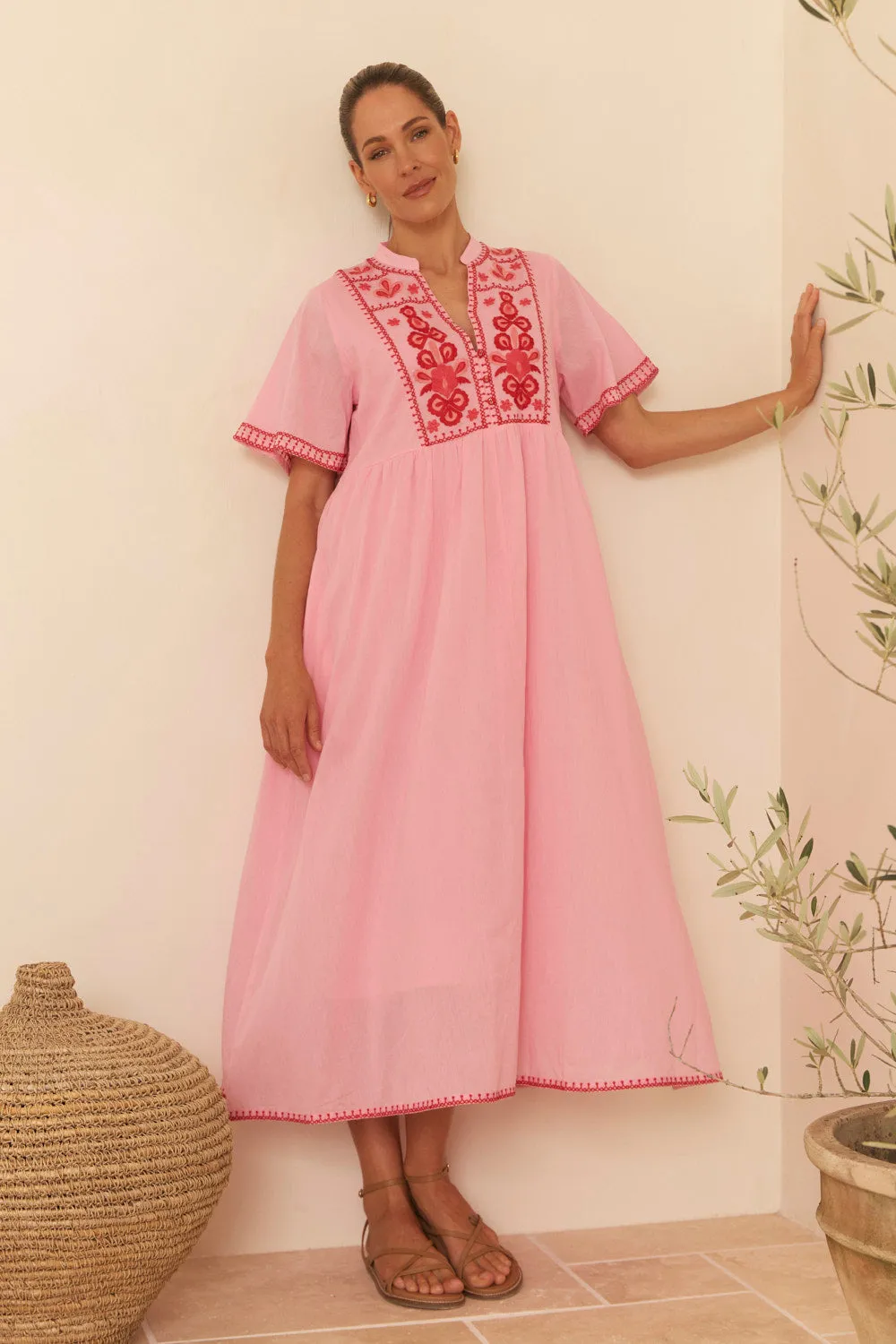 Elodie Flutter Sleeve Smock Dress in Rosita sold by Adrift product image thumbnail 5