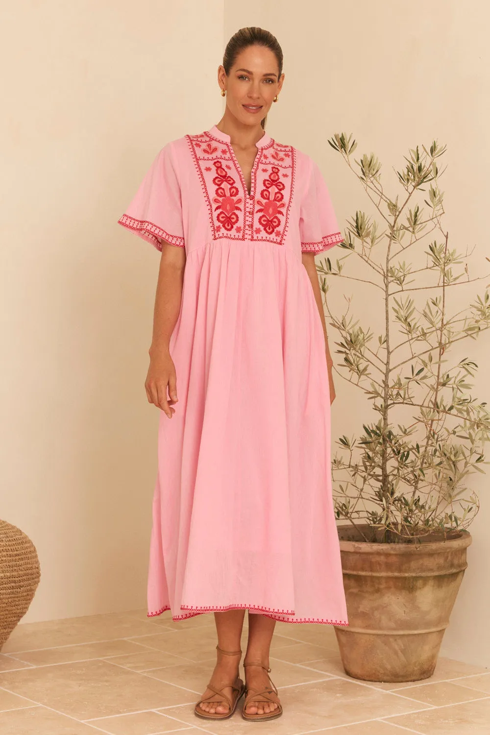 Elodie Flutter Sleeve Smock Dress in Rosita sold by Adrift product image thumbnail 3