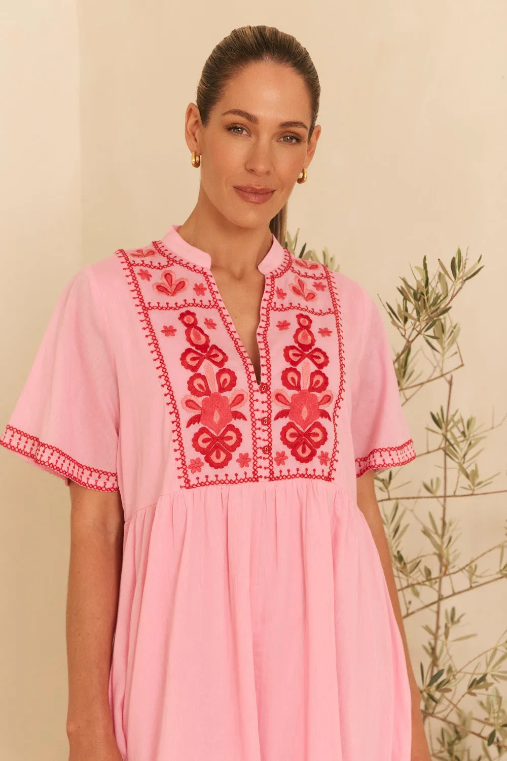 Elodie Flutter Sleeve Smock Dress in Rosita sold by Adrift product image thumbnail 4