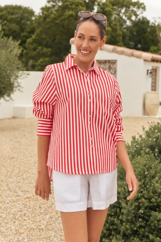 Boyfriend Shirt in Red Stripe sold by Adrift