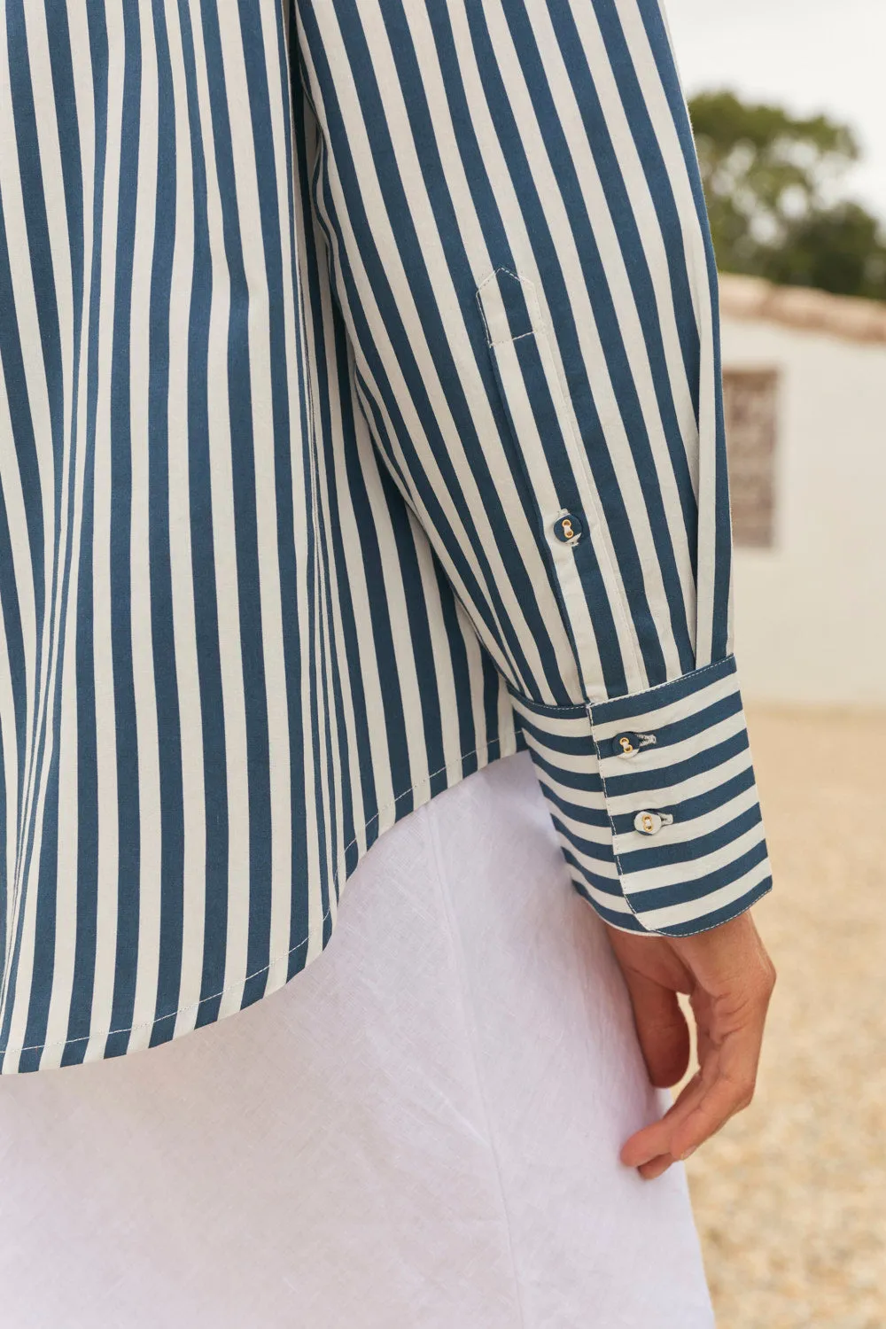 Boyfriend Shirt in Navy Stripe sold by Adrift product image thumbnail 3