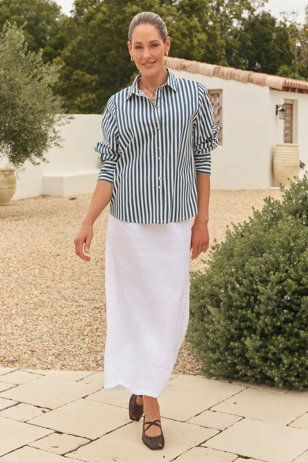 Boyfriend Shirt in Navy Stripe sold by Adrift product image thumbnail 2