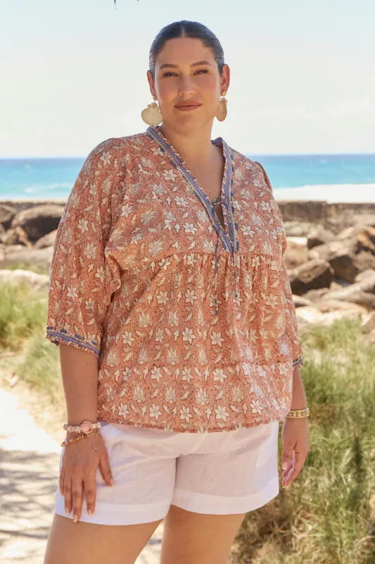 Cairo Boho Blouse in Heritage sold by Adrift