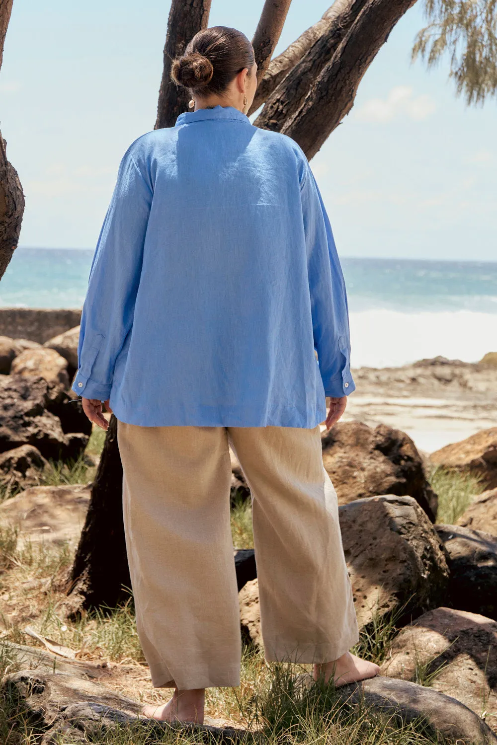 Linen Boyfriend Shirt in Sky Blue sold by Adrift product image thumbnail 5