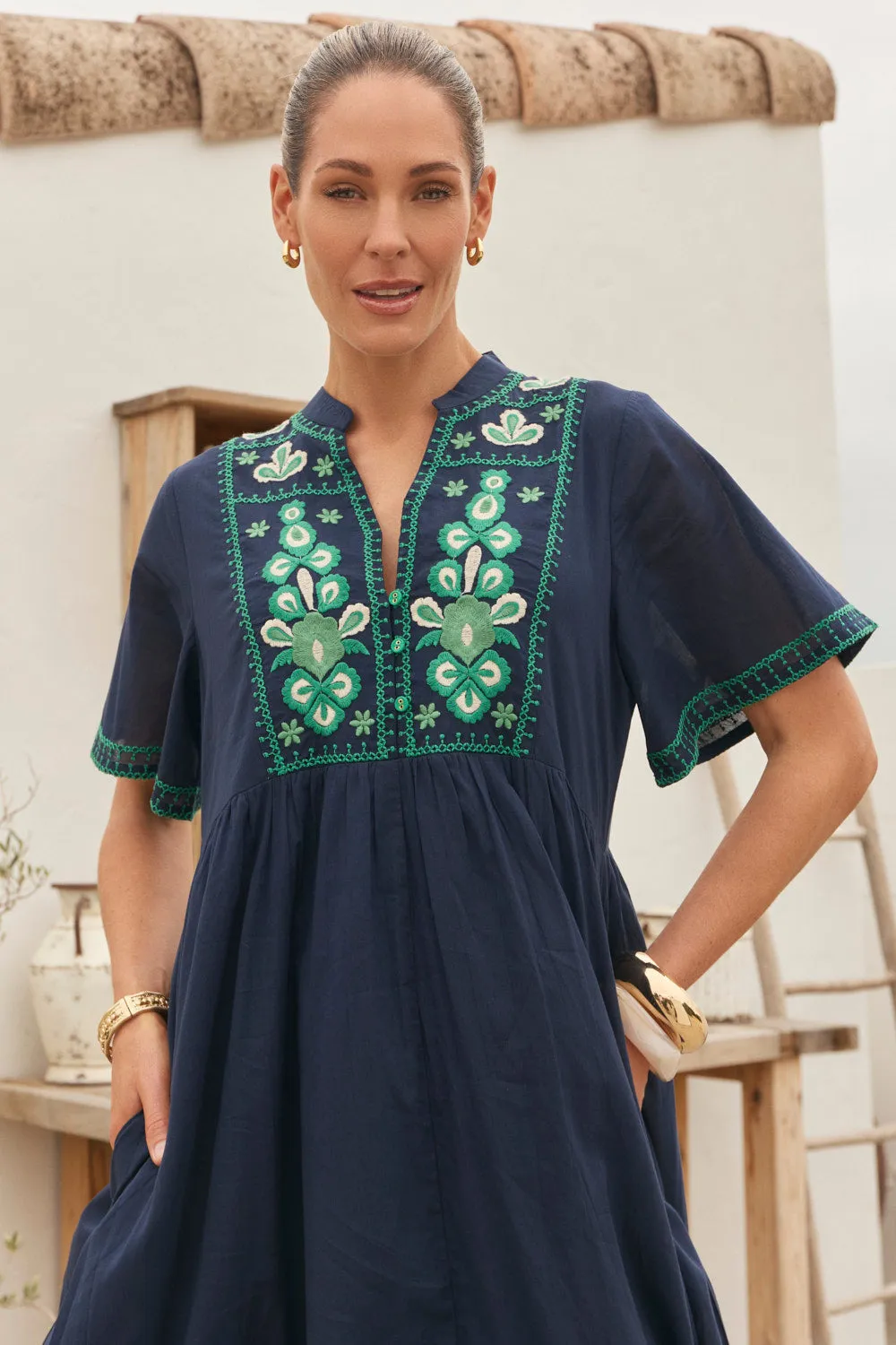 Elodie Flutter Sleeve Smock Dress in Samira sold by Adrift product image thumbnail 2