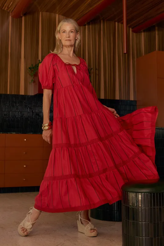 Layla Tiered Dress in Very Berry made by Adrift