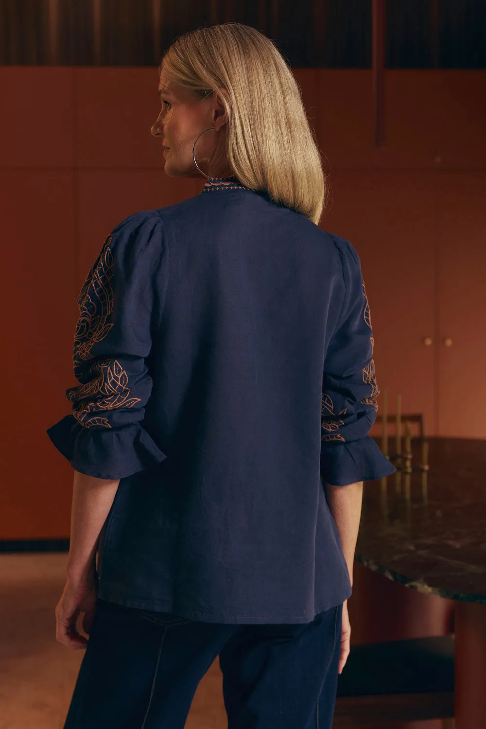 Tanya Embroidered Blouse in Navy sold by Adrift product image thumbnail 5