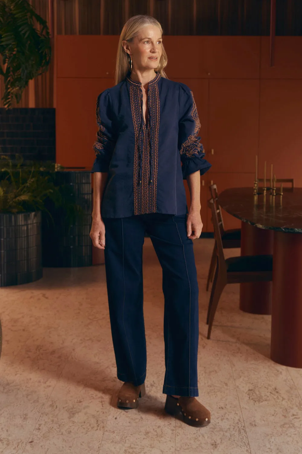 Tanya Embroidered Blouse in Navy sold by Adrift product image thumbnail 2