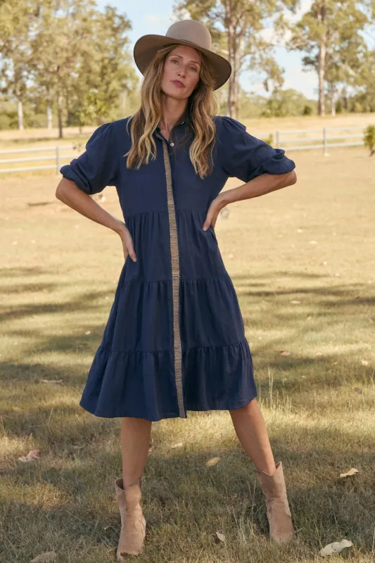 Winslow Knee-Length Dress in Midnight Clay made by Adrift