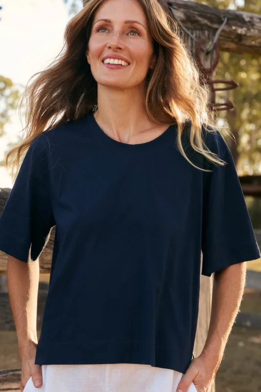 Boxy T-Shirt in Navy made by Adrift