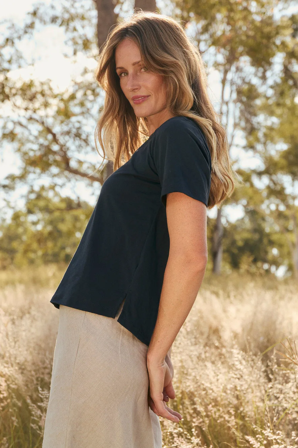 Round Neck Classic T-Shirt in Navy sold by Adrift product image thumbnail 2
