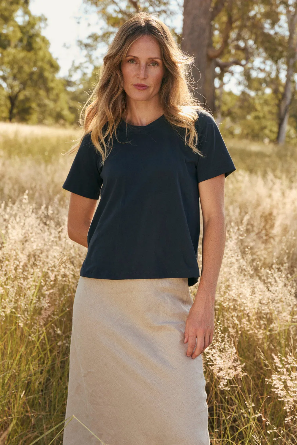 Round Neck Classic T-Shirt in Navy sold by Adrift