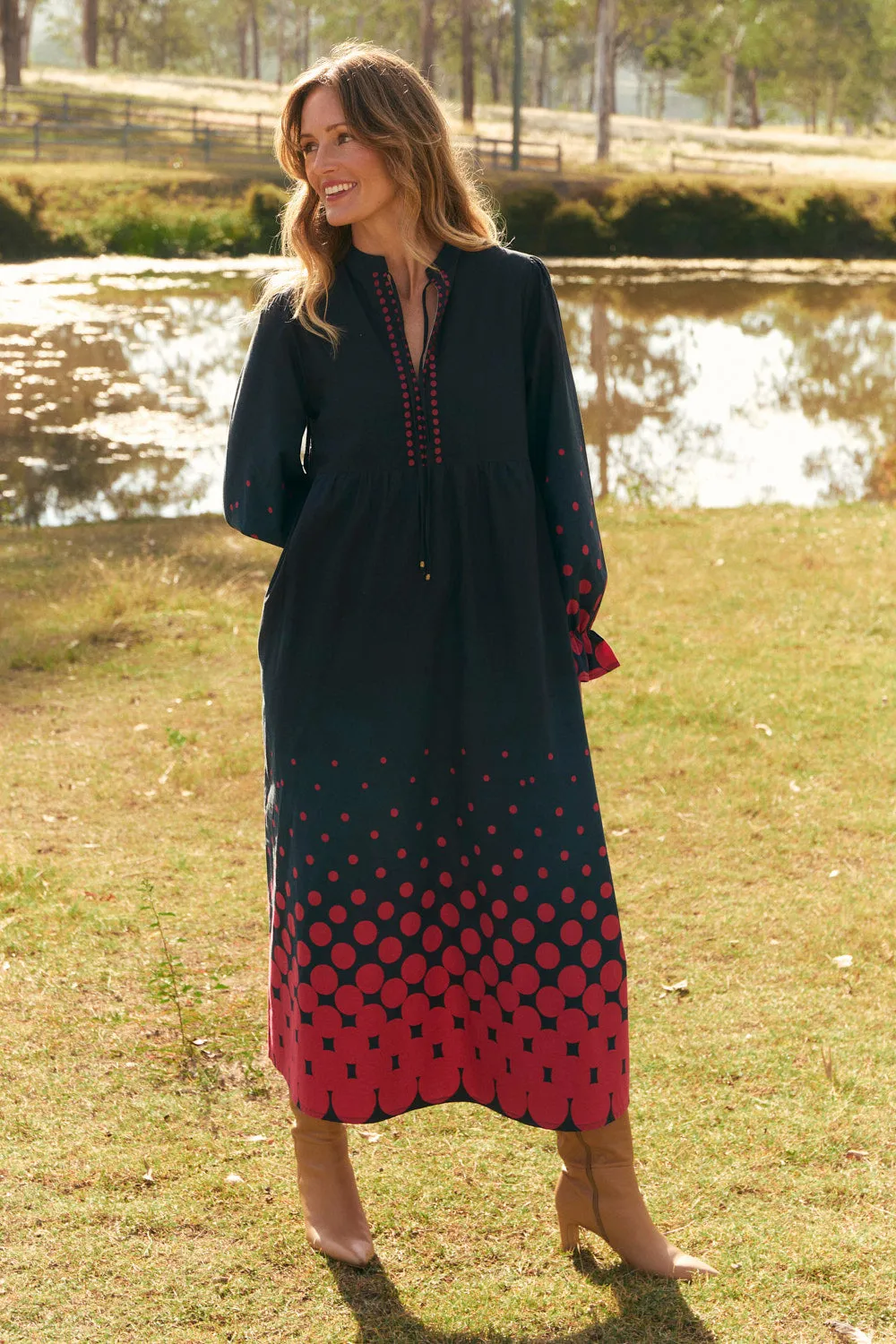Tanya Gathered Dress in Ombre Orbit sold by Adrift product image thumbnail 4