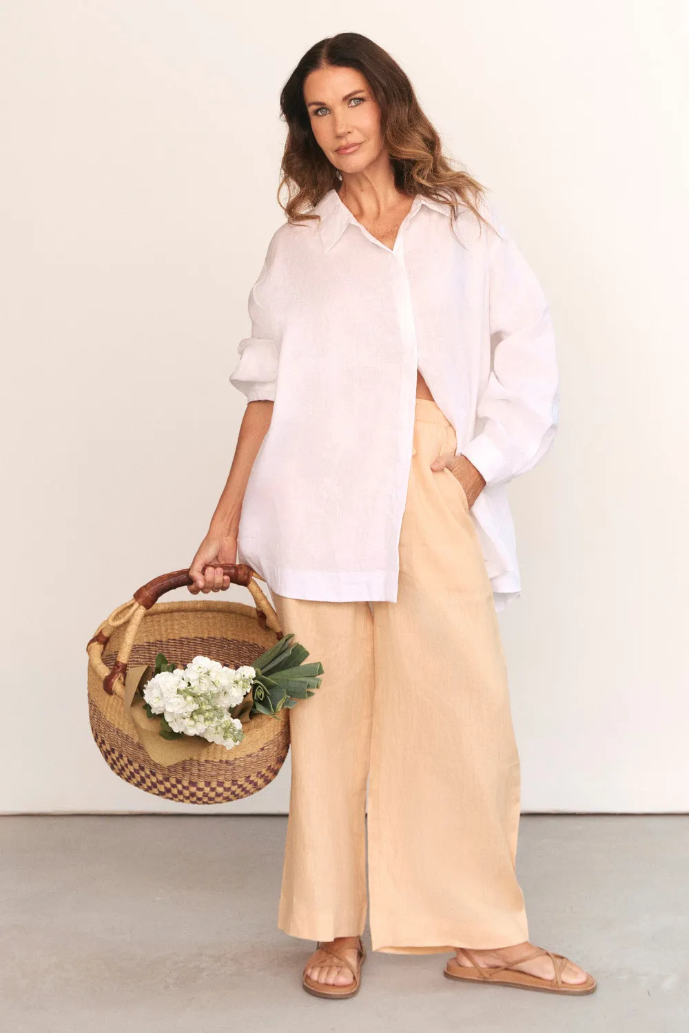 Breezy Linen Relaxed Pant in Sand sold by Adrift product image thumbnail 5