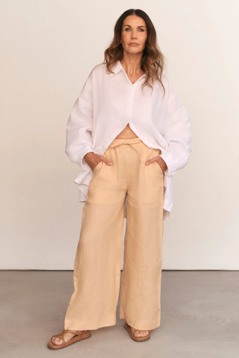 Breezy Linen Relaxed Pant in Sand sold by Adrift product image thumbnail 3