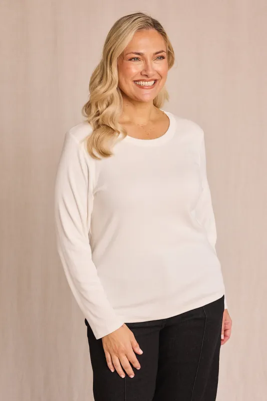 Adrift Ribbed Long Sleeve Tee in White sold by Adrift