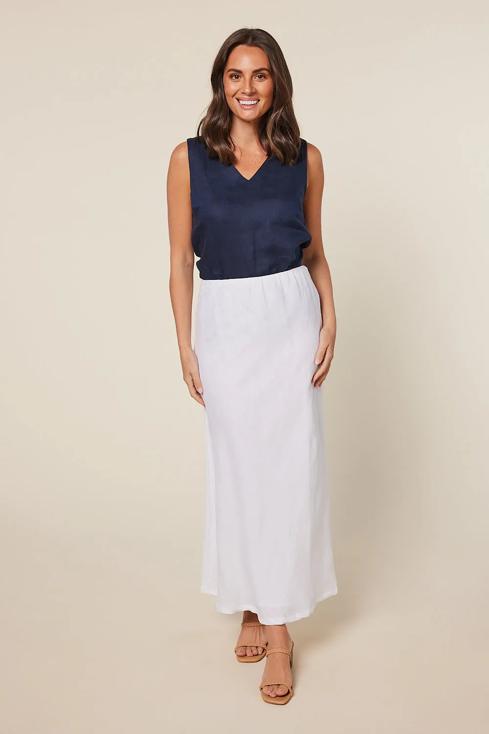 Katie Bias Cut Linen Skirt in White sold by Adrift product image thumbnail 4