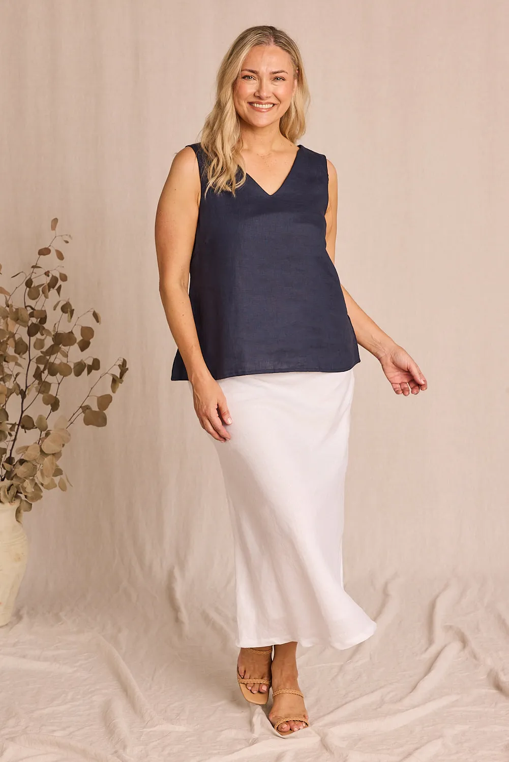 Katie Bias Cut Linen Skirt in White sold by Adrift product image thumbnail 5