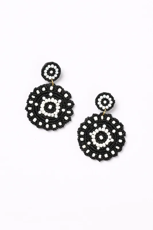 Boho Beaded Earrings in Black and White sold by Adrift