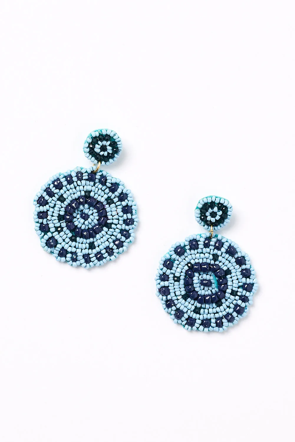 Boho Beaded Earrings in Navy and Light Blue sold by Adrift